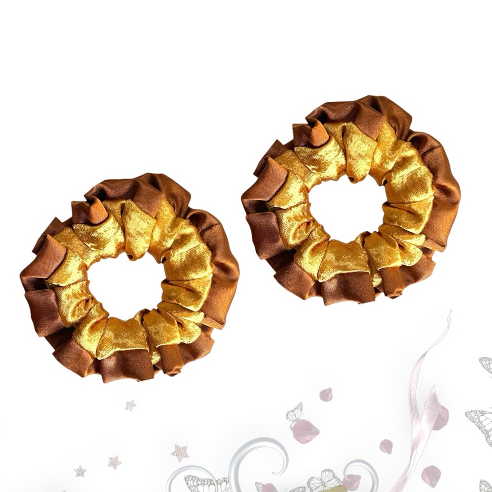 Gold and Brown Scrunchies - Picture 2 of 5